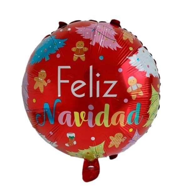 Producto - Globo 45cm "Feliz Navidad" rojo con pinitos