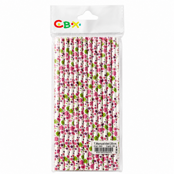 Producto - Sorbetes de cartón flores rosas y verdes - 0
