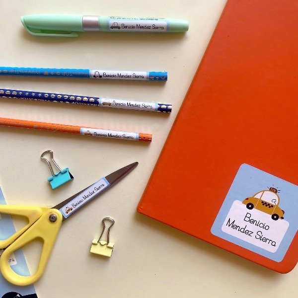 Producto - Etiquetas Escolares Transportes vintage