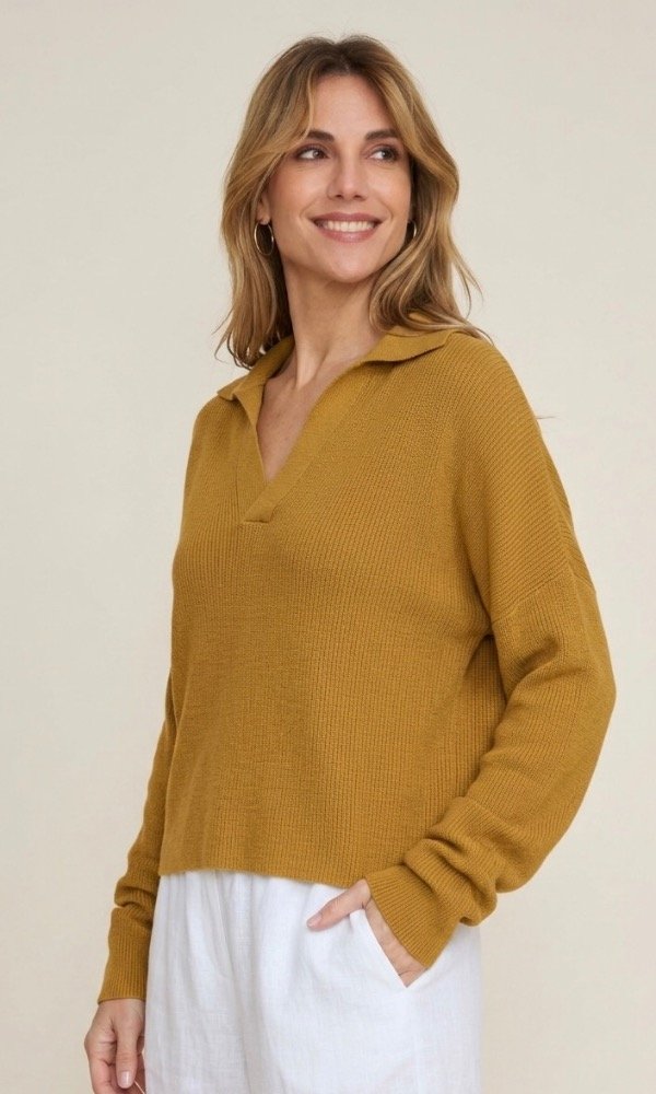 Producto - Sweater Tejido Algodón Ocre Valmont