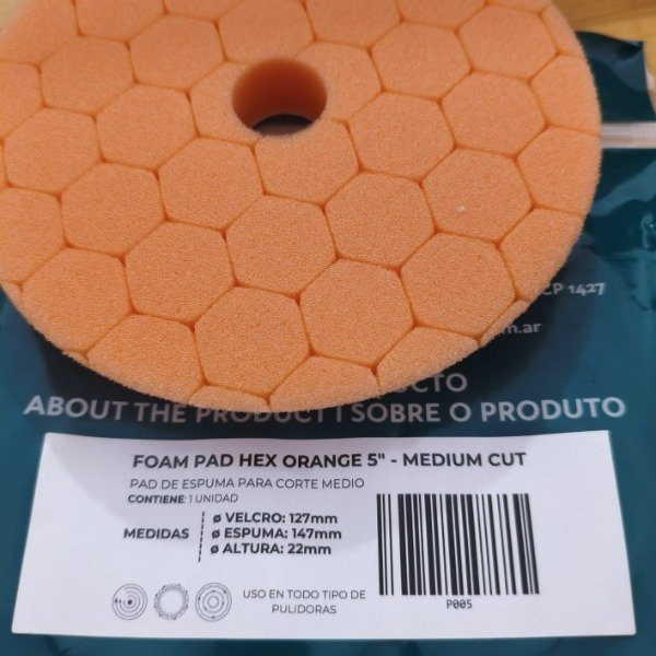 Producto - Pad Espuma Hexagonal Naranja 5  Medium Cut Pro Tools P005