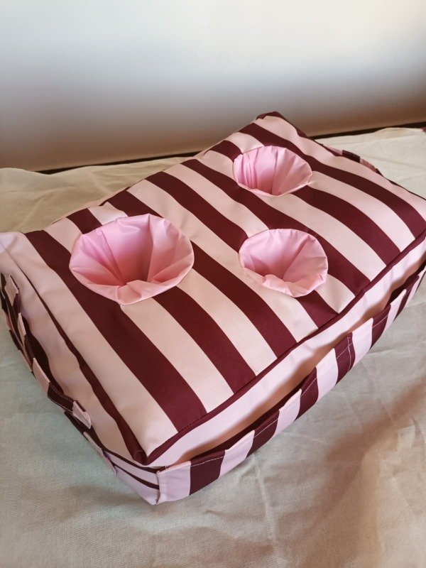 Producto - Almohadón Matero Rayado Rosa y Bordó - Gabardina Impermeable - 3