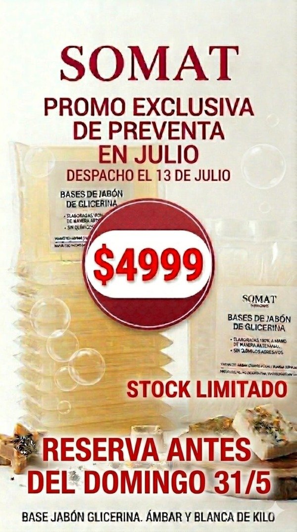 Producto - PREVENTA JULIO Base Glicerina Ámbar o Blanco 1k DESPACHO 13/7