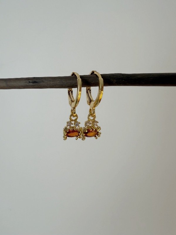 Producto - Aros Cangrejitos Zirconias Rojas