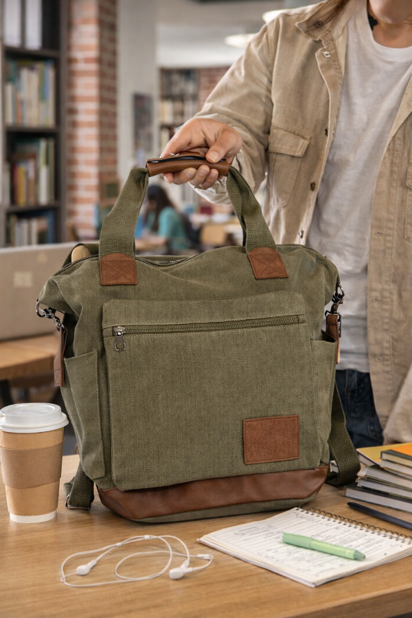 Producto - Bolso mochila lona verde