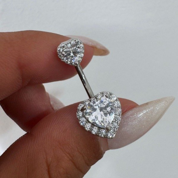 Producto - PIERCING ACERO DOBLE CORAZON CUBIC CON GUARDA