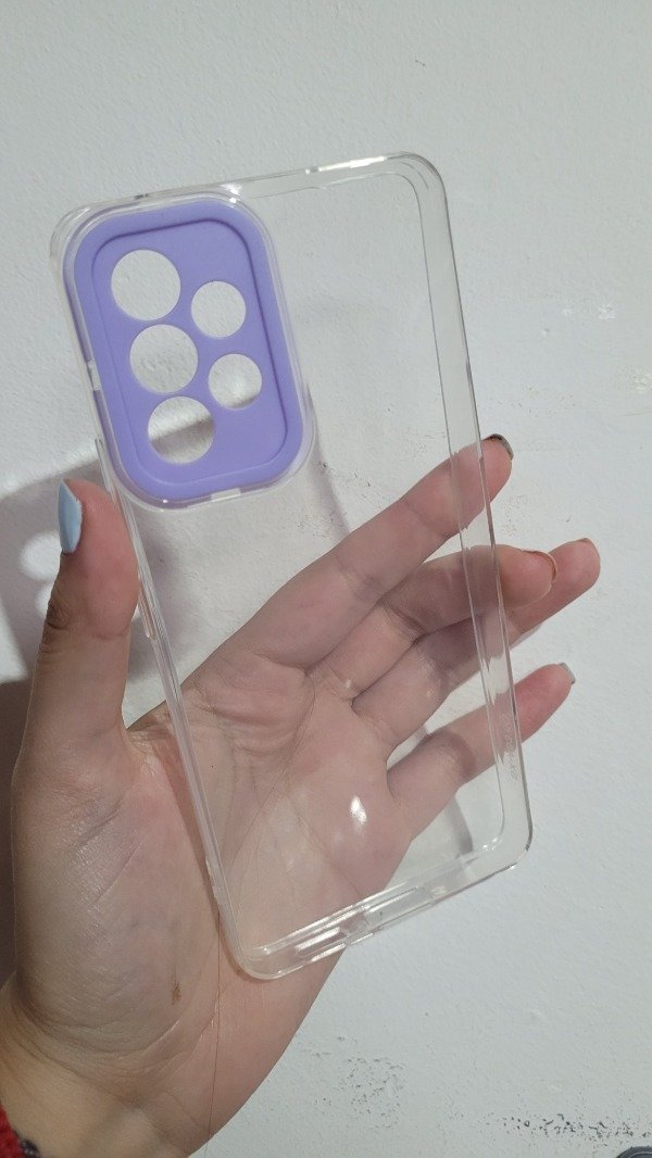 Producto - A53 funda transparente borde lila