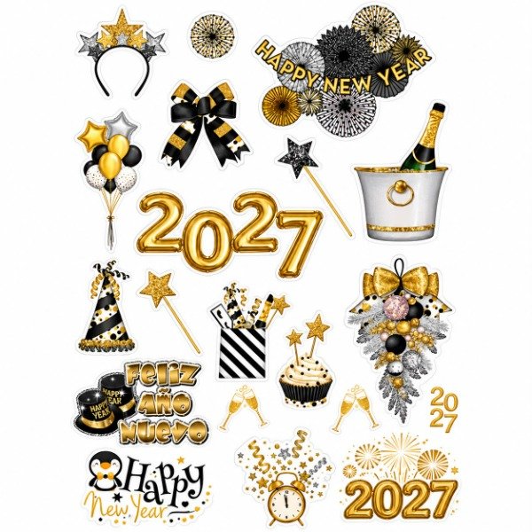 Producto - PLANCHA A4 PREDISEÑADA DE AÑO NUEVO - TATUAJES TEMPORALES - 2