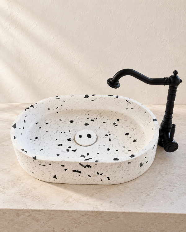 Producto - Bacha Terrazo BLANCO Y NEGRO 52x38x10 - 1