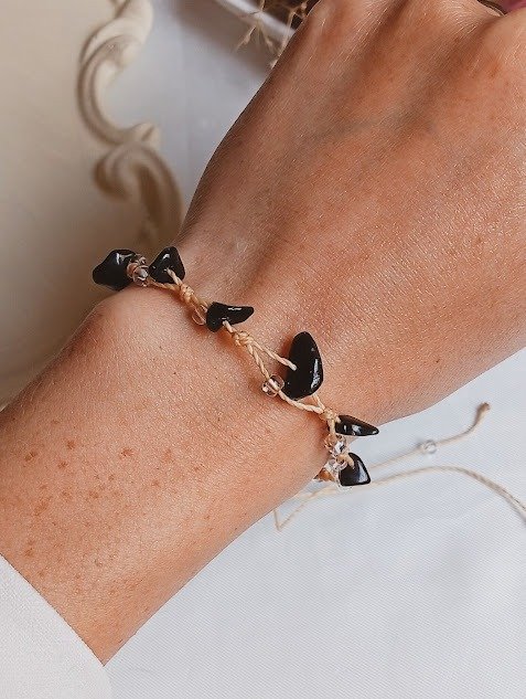 Producto - Pulsera de hilo ajustable obsidiana