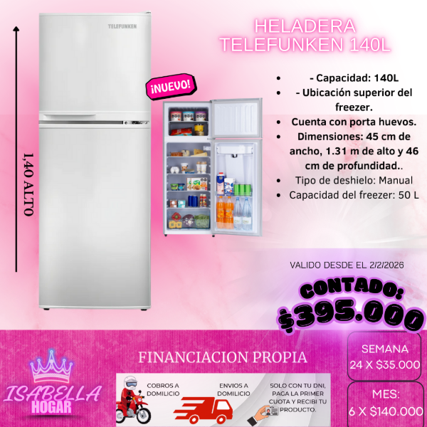 Producto - HELADERA TELEFUNKEN 140L