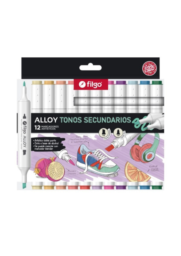 Producto - Marcador Filgo Alloy Artistico Doble punta  x12u. Tonos secundarios