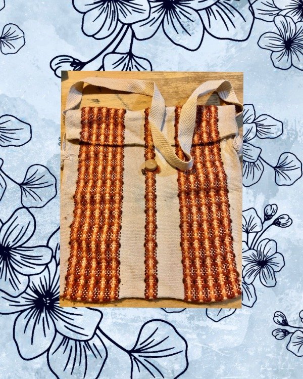 Producto - Morral tejido rayado Marrón/crudo