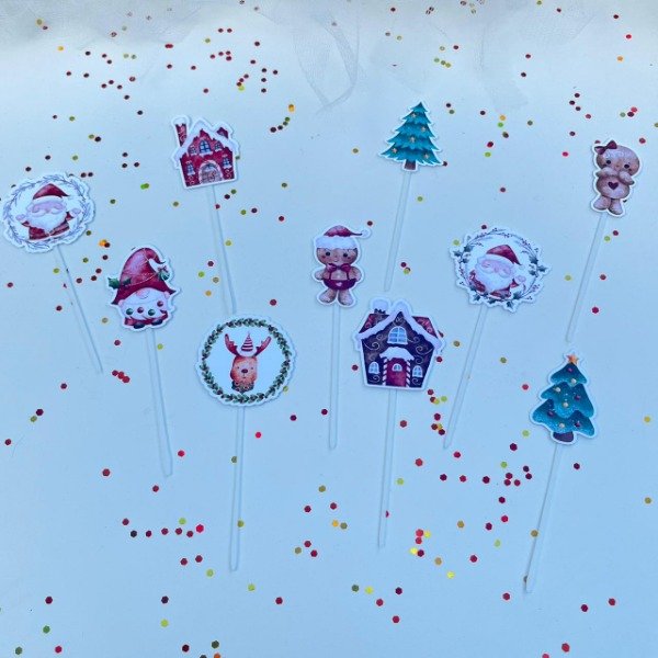 Producto - CAKE TOPPER NAVIDEÑOS X 10