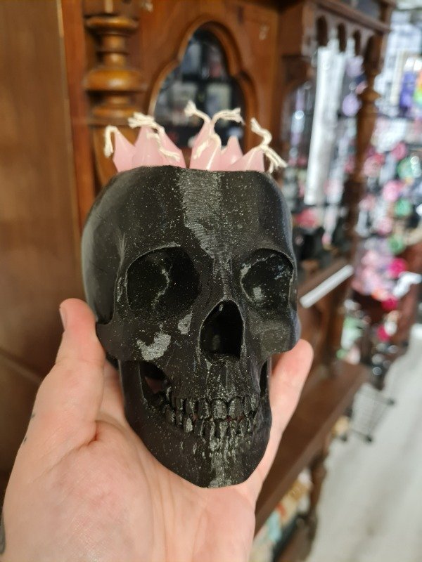 Producto - Porta cosas Calavera con glitter plateado