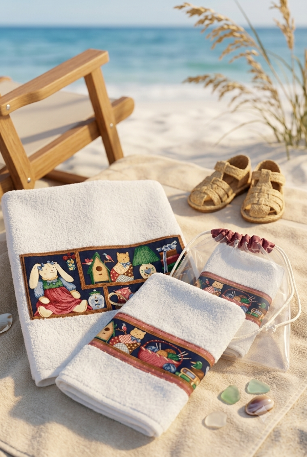 Producto - Juego de toallas Infantiles "Conejita" con bolsa plástica