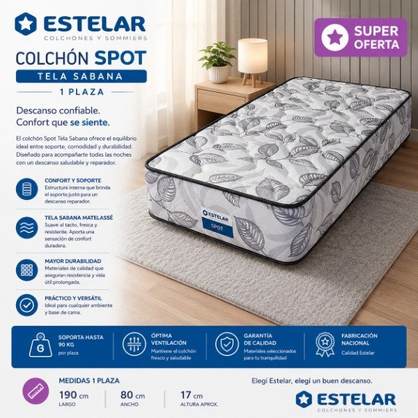 Producto - COLCHON ESTELAR SPOT TELA SABANA (1 PLAZA)