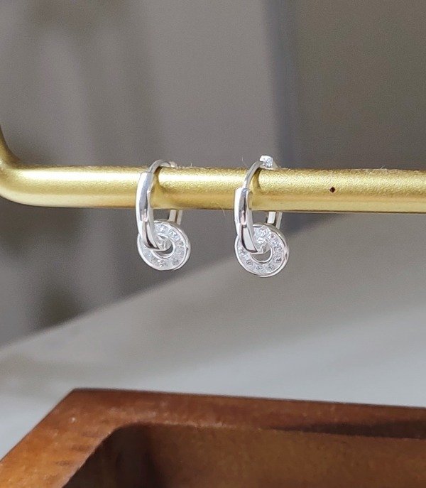 Producto - Argollitas dona circonias. Plata 925