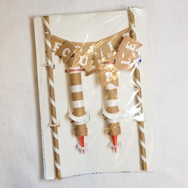 Producto - Set banderines FELIZ CUMPLE + bengalas color kraft y blanco