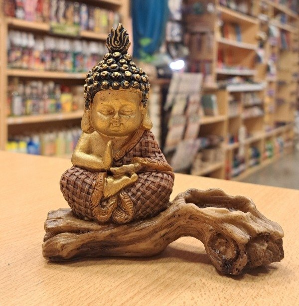 Producto - Portavela Buda sobre tronco 11 cm