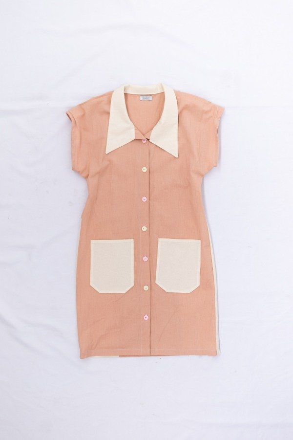 Producto - Camisa Overzise Alba - rosa y natural