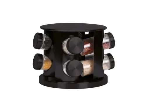 Producto - Especiero giratorio acero inoxidable negro x8 Hudson