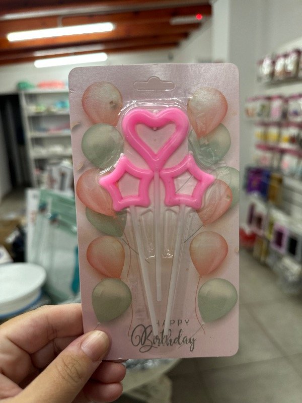 Producto - VELA PASTEL ESTRELLA / CORAZÓN X 3 pcs ROSA