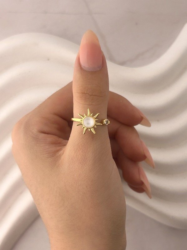 Producto - ANILLO GIRATORIO REGULABLE DORADO PIEDRA LUNA 7890