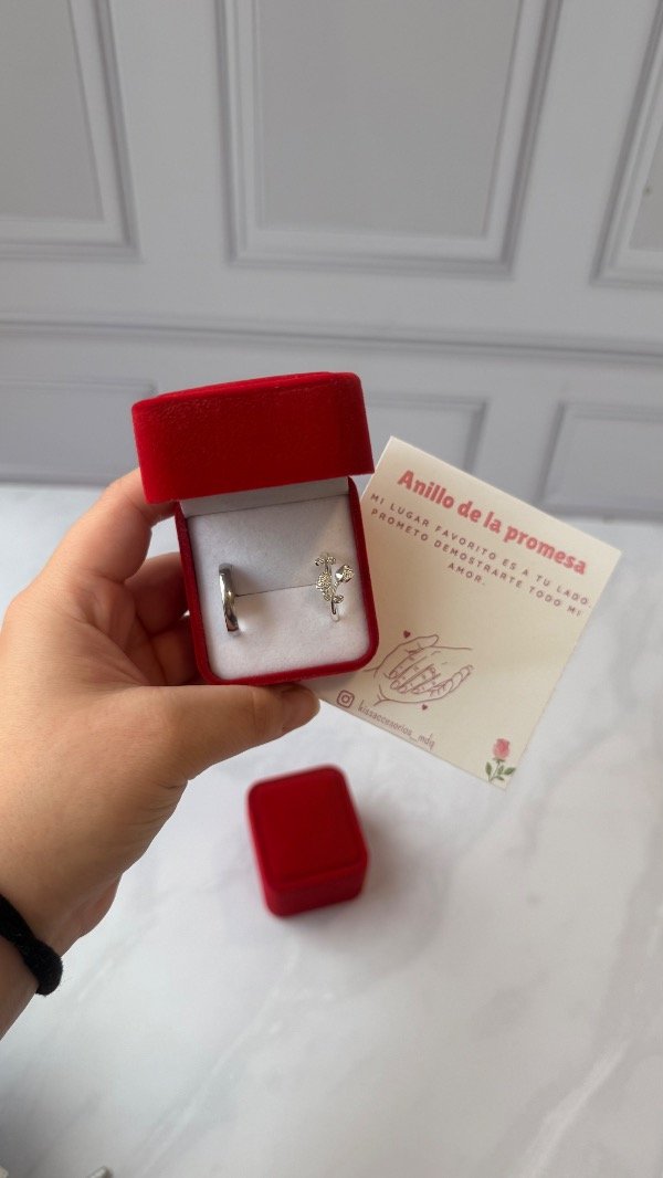 Producto - Caja de anillos de la promesa - Alianza + Anillo roses