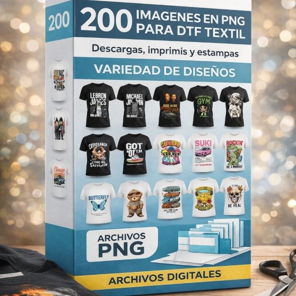 Producto - 200 Imagenes en PNG para DTF TEXTIL MAS PACK DE REGALO!