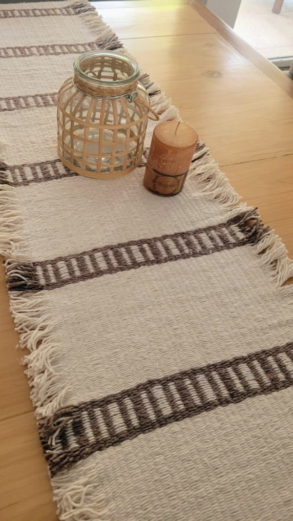 Producto - Camino de mesa crudo y siena 35 x 110