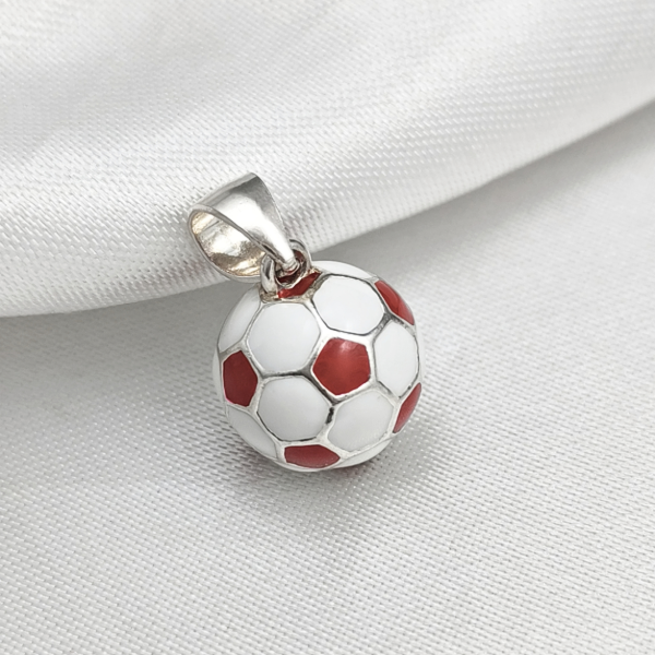 Producto - Dije Pelota de Fútbol Plata 925 Esmaltada Rojo y Blanco - 1