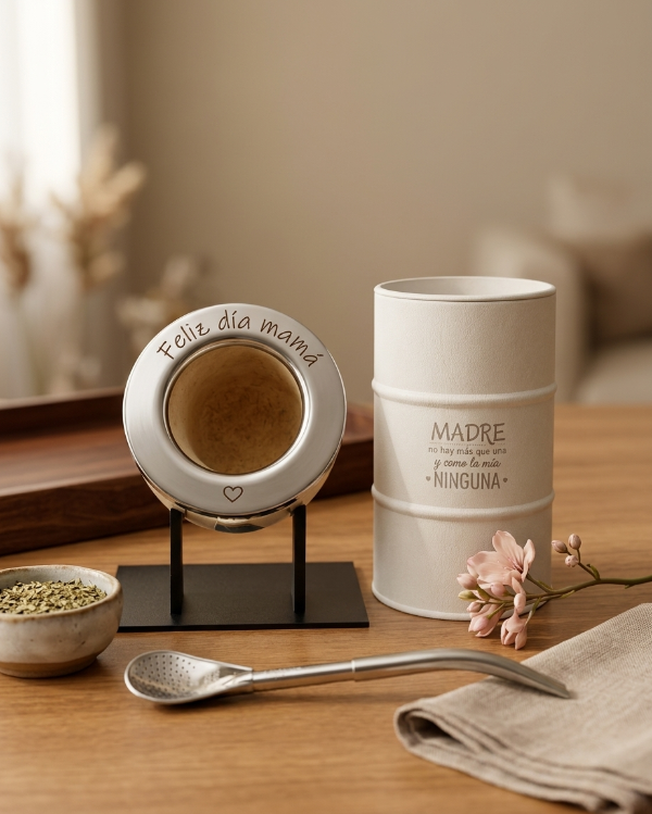 Producto - COMBO BLANCO Mate Imperial con Bombilla y Yerbero DIA DE LA MADRE - 0