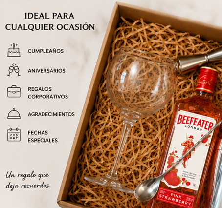 Producto - Caja Regalo Gin Beefeater Pink 700ml Copa Coctelera Jigger - 5