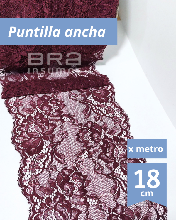 Producto - [P29] Puntilla Elastizada 18 cm - Bordó (x Metro) - 0