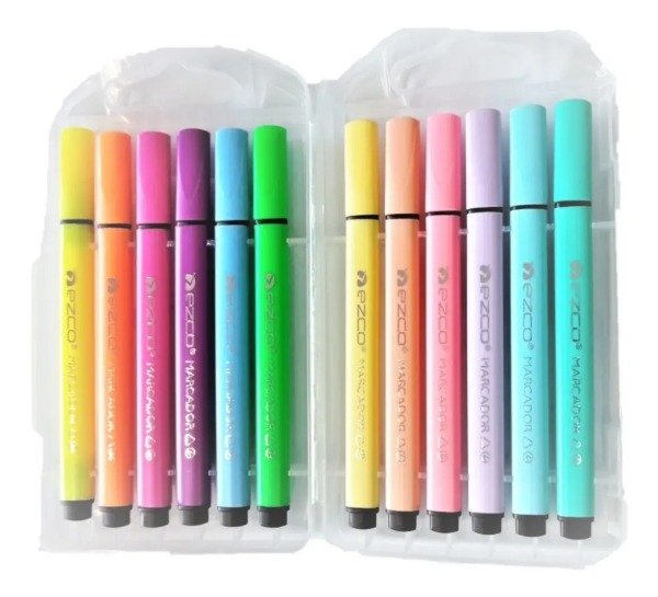Producto - Marcador Ezco Triangular X 12 Neon + Pastel - 0