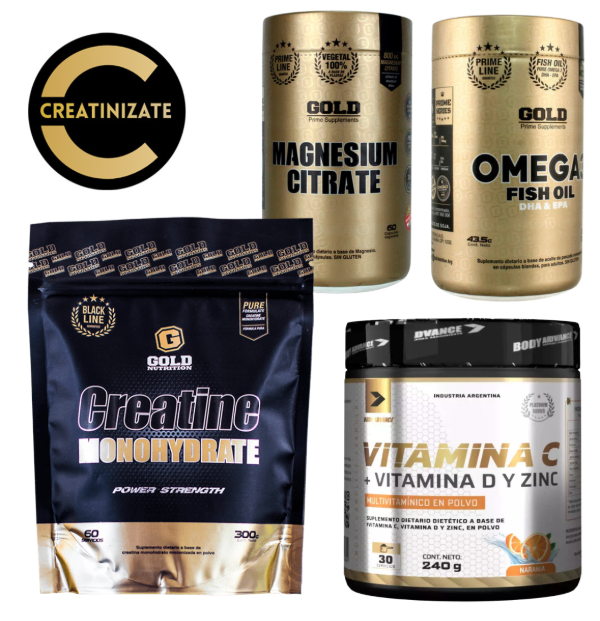 Producto - Combo FULL: Cretina + Omega 3 + Vitamina C + Citrato de Magnesio.