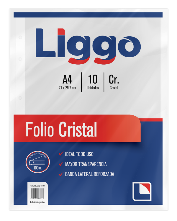 Producto - FOLIO CRISTAL A4 LIGGO  PACK X10 UNIDADES