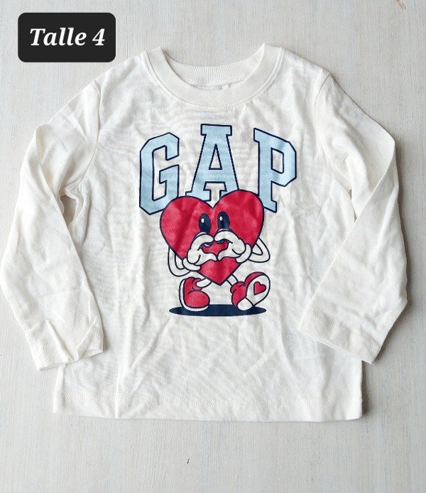 Remera manga larga gap talle 4 blanca