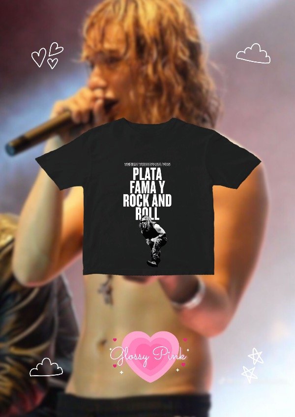 Producto - Baby Tee Plata Fama Y Rock And Roll - DTF