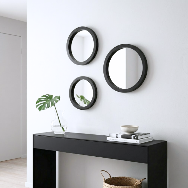 Producto - Set de 3 espejo circular Negro