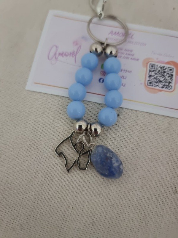 Producto - Llavero Amor incondicional con Cuarzo Azul