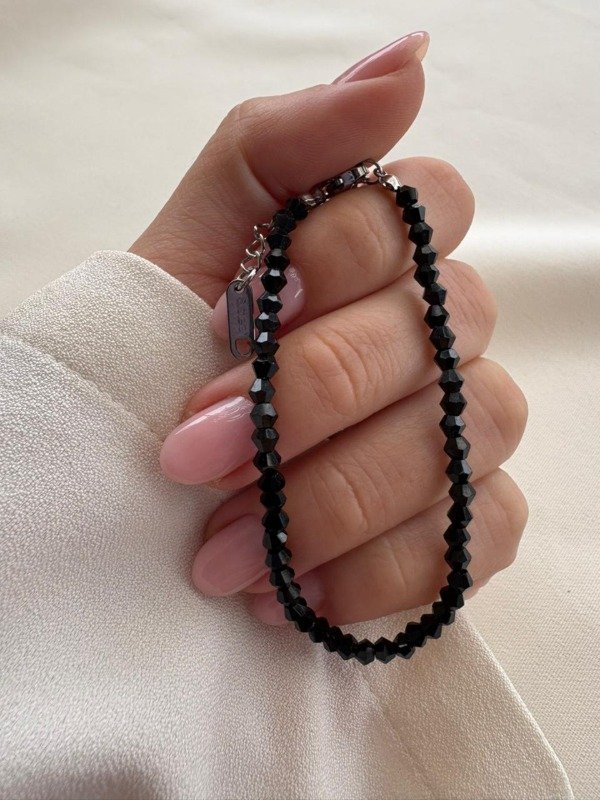 Producto - Pulsera cristal negro - Acero quirurgico