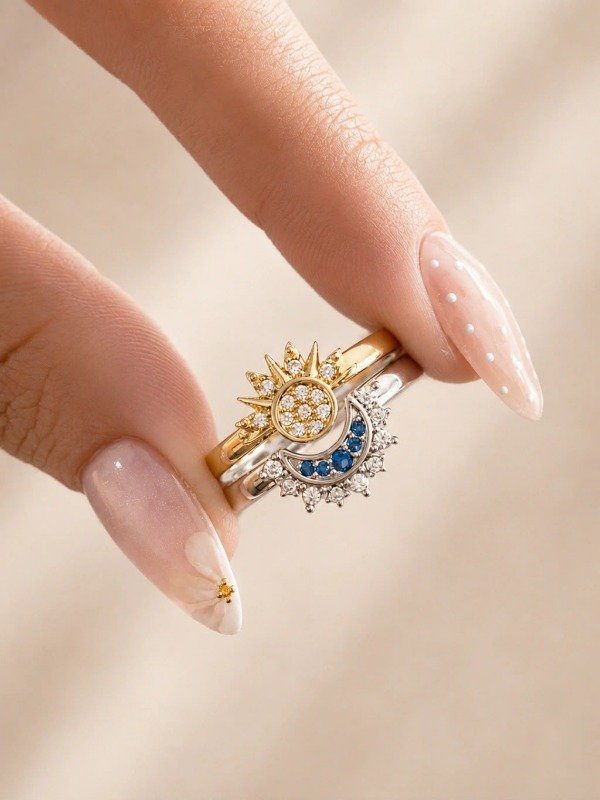 Producto - Par de Anillos Luna y Sol Regulable