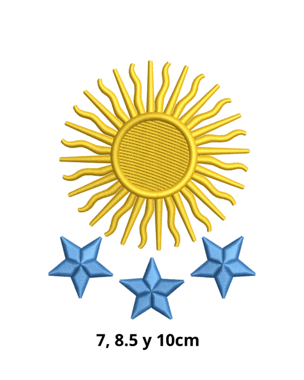 Producto - Sol 3 estrellas argentina x 3 medidas 7, 8.5 y 10cm