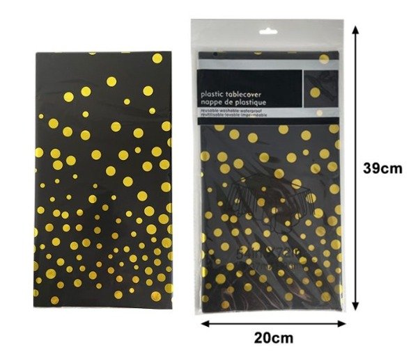 Producto - Mantel negro con lunares dorados