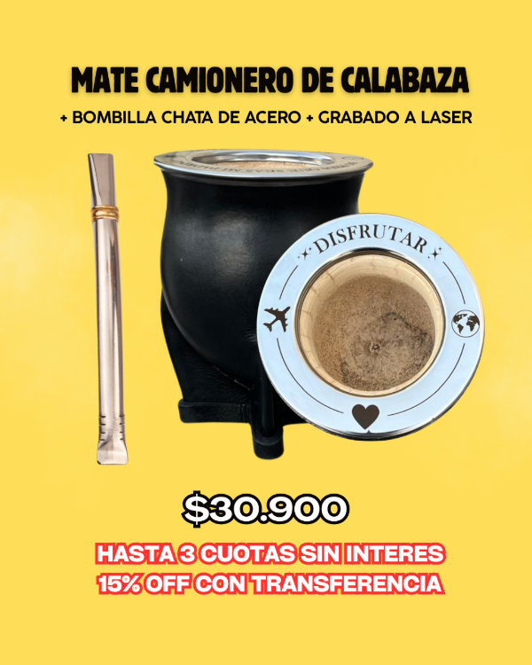 Producto - MATE CAMIONERO DE CALABAZA PERSONALIZADO + BOMBILLA CHATA