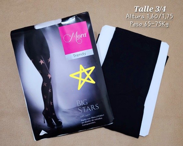 Producto - Panty Opaca Estrellas Transparentes Mora Trendy 2477 T 3/4
