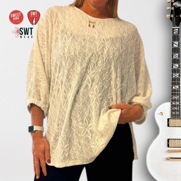 Producto - Blusa Encaje Elastizada Mangas 3/4