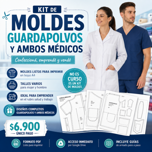 Producto - Kit de Moldes Uniformes, Guardapolvos y Ámbos medicos!